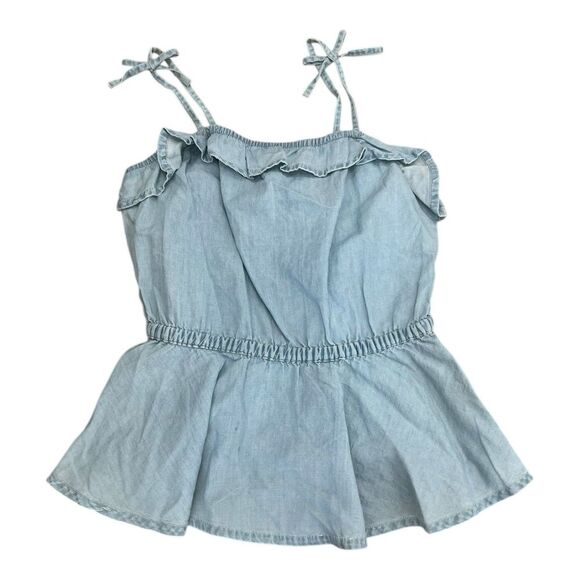 Nordstrom Kids' Tie Strap Peplum Chambray Tank XL - Picture 1 of 2